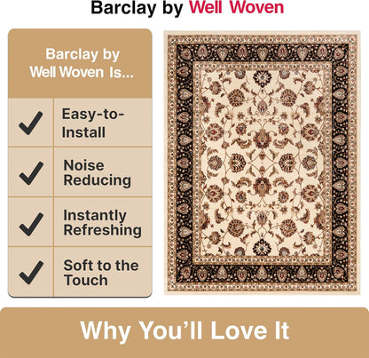 Barclay Collection Sarouk Ivory 6X9 Area Rug - for Living Room, Bedroom, and Dining Room