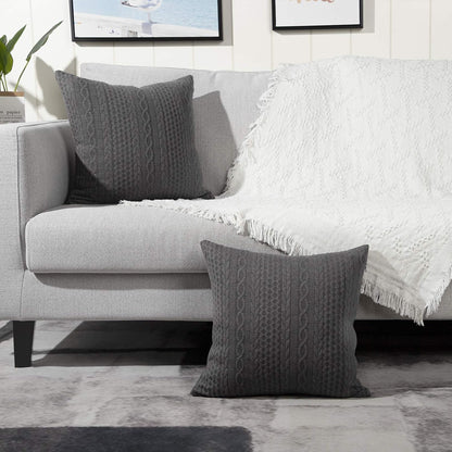 Pack of 2 Super Soft Decorative Throw Pillow Covers Square Cushion Cases Pillowcases for Couch Sofa Bedroom Car Modern Embossed Patterned,18 X 18 Inch,Grey