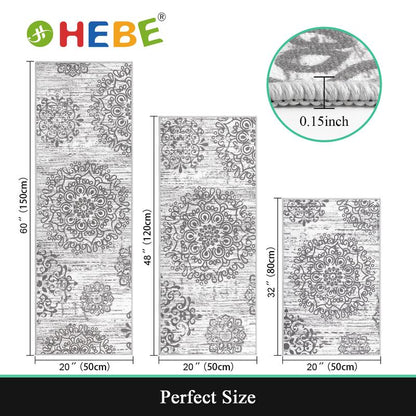 [Fallfreshness] HEBE Washable Farmhouse Kitchen Rugs Sets of 3 Non Slip Washable Kitchen Rugs and Mats Boho Kitchen Mats for Floor Kitchen Runner Rug Kitchen Carpet Rug Runner for Hallways Kitchen Laundry