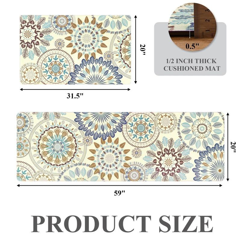 [Fallfreshness] HEBE anti Fatigue Kitchen Rug Sets 2 Piece Non Slip Kitchen Mats for Floor Cushioned Kitchen Rugs and Mats Waterproof Comfort Standing Mat Runner for Kitchen, Home Office, Sink, Laundry