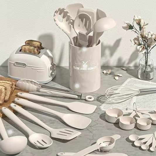 Silicone Cooking Utensils Set - 22 Pcs Heat Resistant Tools for Nonstick Cookware, Dishwasher Safe Kitchen Utensils Gadgets