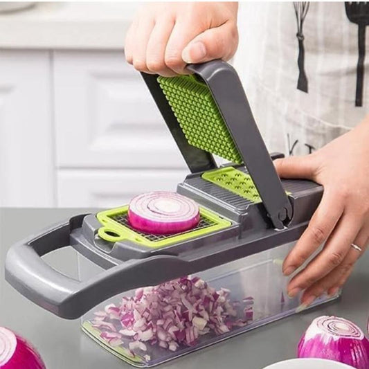 Vegetable Chopper-Multifunctional Food Chopper Veggie Chopper Dicer, Replaceable Blade Onion Chopper and Dicer, Vegetable Cutter with Vegetable Slicer (Grey) Kitchen Stylish Utensils