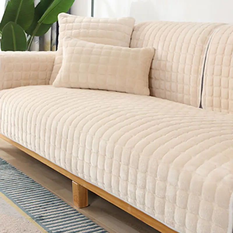 Sofa Cushion Plush Non-Slip Thickened Sofa Cover Cushion Flannel Sofa Cover Universal Solid Color Dust-Proof Sofa Seat Cover