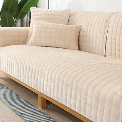 Sofa Cushion Plush Non-Slip Thickened Sofa Cover Cushion Flannel Sofa Cover Universal Solid Color Dust-Proof Sofa Seat Cover