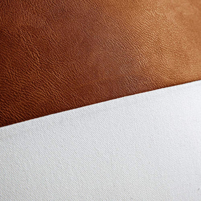 Leather Throw Pillow Covers, Set of 2 Modern Leather/Cotton Decorative Pillowcases for Home Decor Bedroom Living Room Couch Bed Sofa, 12X20 Inch, Cognac-Brown and White