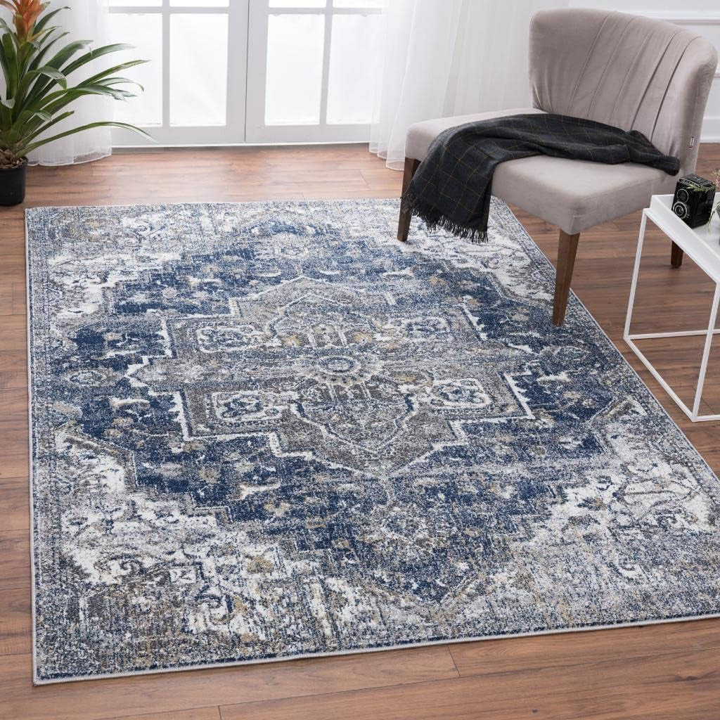 Hampstead Oriental Yellow with Blue 8X10 Area Rug 5623