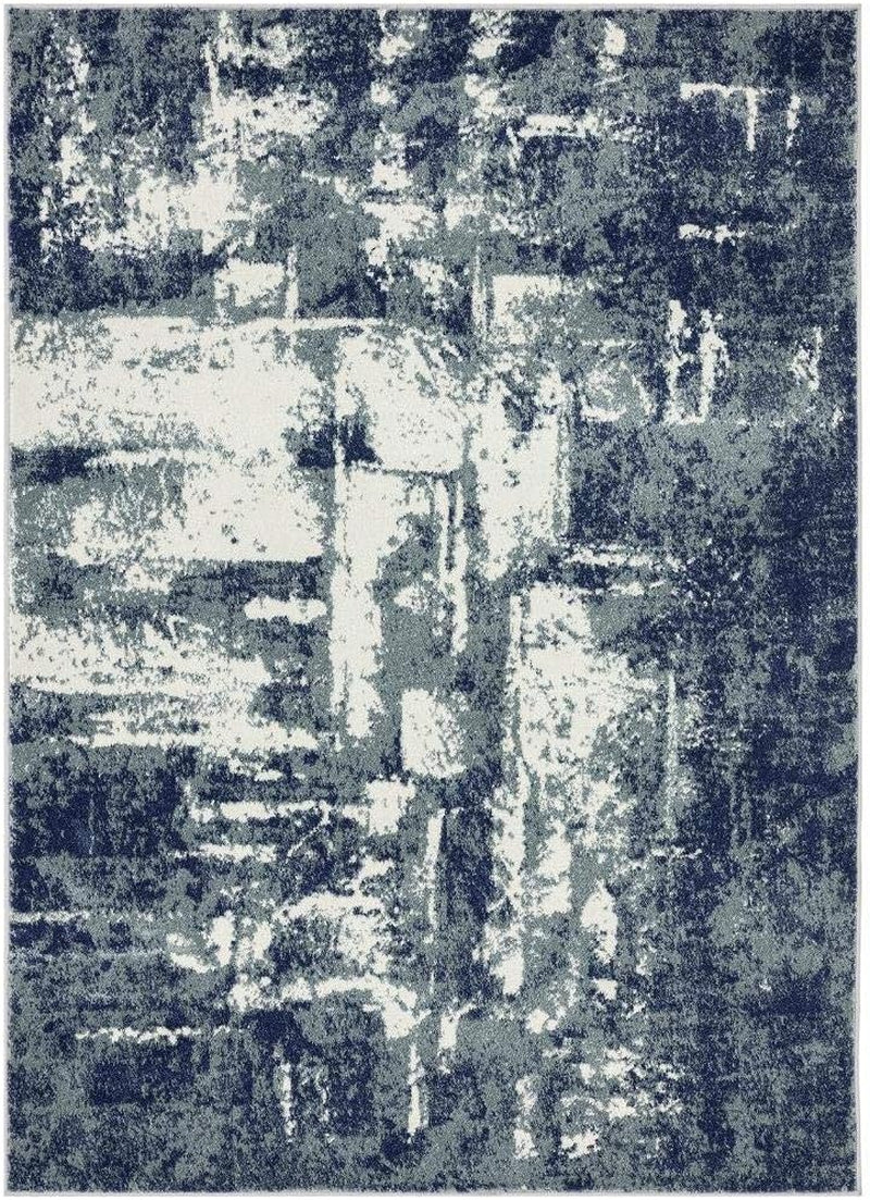 Abstract Modern Area Rug, Blue 6X9