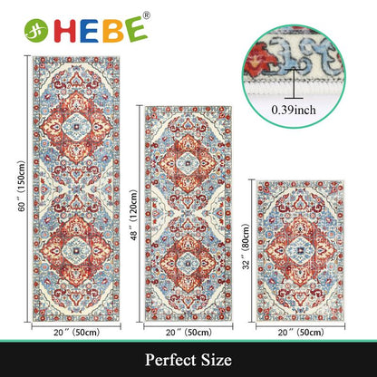 [Fallfreshness] HEBE Washable Farmhouse Kitchen Rugs Sets of 3 Non Slip Kitchen Rugs and Mats Boho Kitchen Mats for Floor Kitchen Runner Rug Kitchen Carpet Rug Runner for Hallways Kitchen Laundry