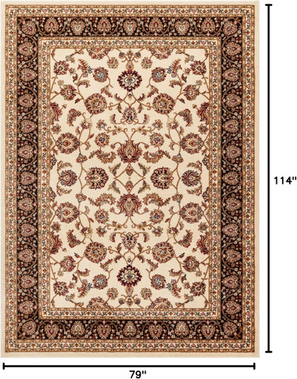 Barclay Collection Sarouk Ivory 6X9 Area Rug - for Living Room, Bedroom, and Dining Room