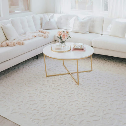 Orian Sculpted 4704 Indoor/Outdoor High-Low Debonair Natural Area Rug, 5'2" X 7'6", Ivory