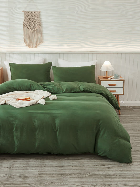 Army Green Duvet Cover Set Twin Queen King Size Boho Farmhouse Bedding Set 3 Pcs Super Soft Breathable Microfiber Duvet Cover 1 Duvet Cover with Zipper 2 Pillowcases No Comforter Gifts for Women&Men School Bedding