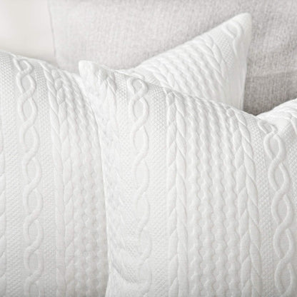 Pack of 2 Super Soft Decorative Throw Pillow Covers Square Cushion Cases Pillowcases for Couch Sofa Bedroom Car Modern Embossed Patterned,24 X 24 Inch,White