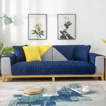 Sofa Cushion Plush Non-Slip Thickened Sofa Cover Cushion Flannel Sofa Cover Universal Solid Color Dust-Proof Sofa Seat Cover