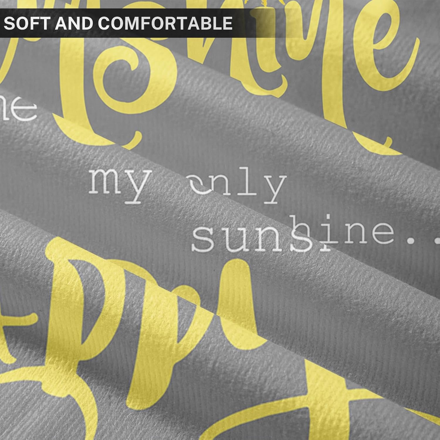 Set of 4 Throw Pillow Covers You Are My Sunshine Yellow Gray with Words Decorative Pillow Cases Home Decor Square 16X16 Inches Pillowcases