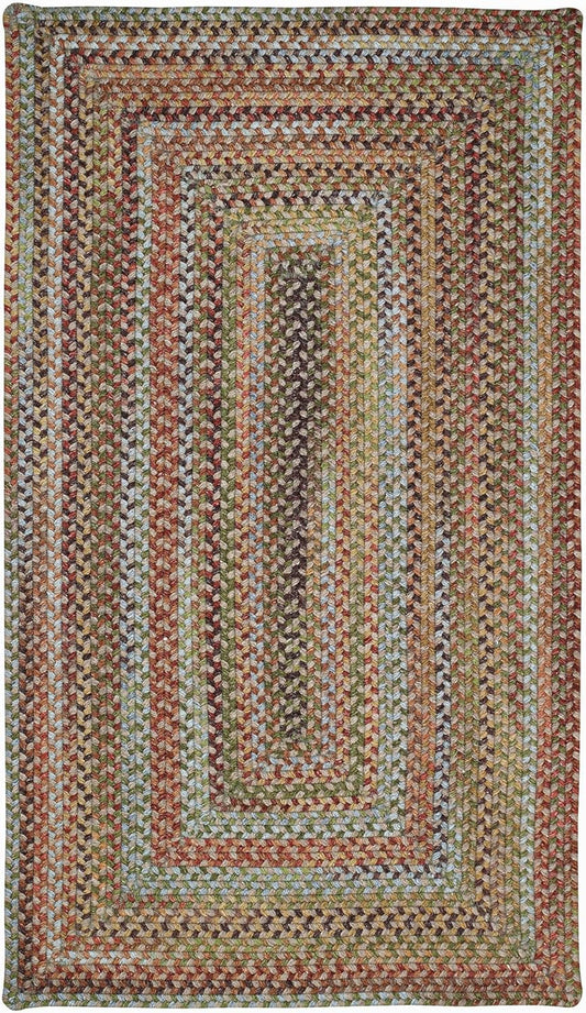 American Heritage Olive Tan 5' 0" X 8' 0" Concentric Rectangle Braided Rug