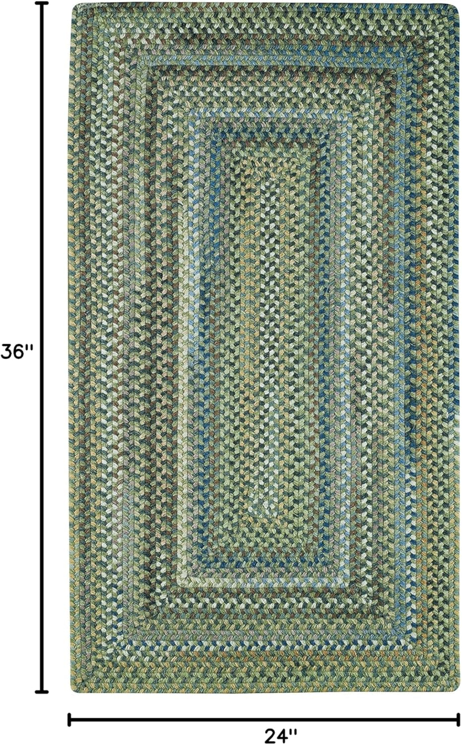 American Heritage Sage 0' 24" X 0' 36" Concentric Rectangle Braided Rug
