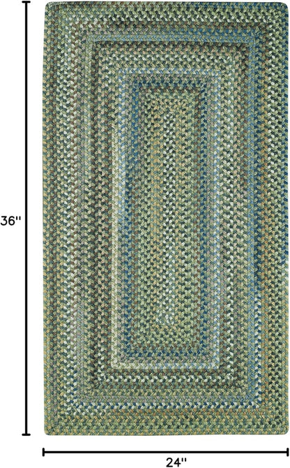 American Heritage Sage 0' 24" X 0' 36" Concentric Rectangle Braided Rug