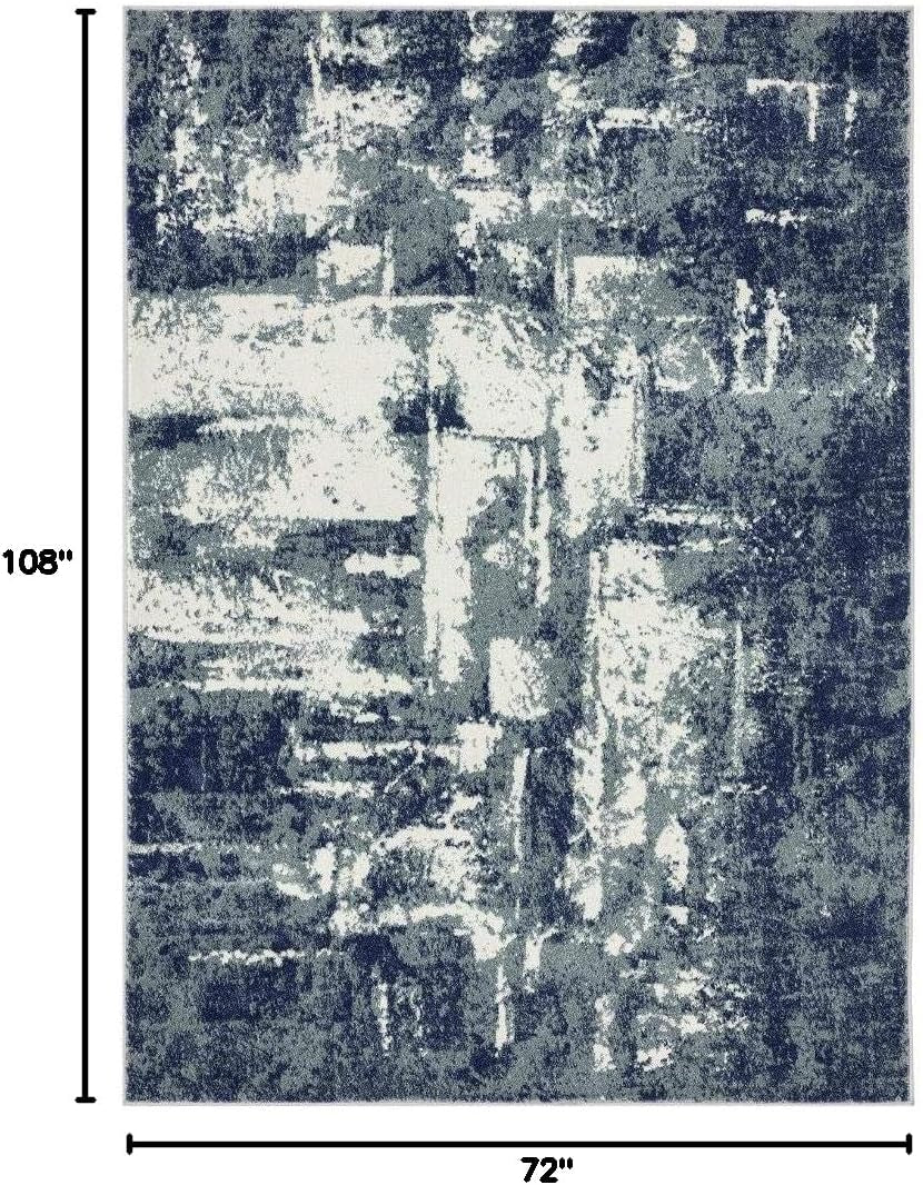 Abstract Modern Area Rug, Blue 6X9