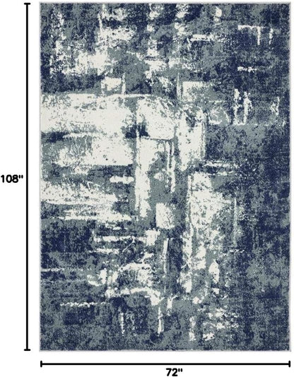 Abstract Modern Area Rug, Blue 6X9