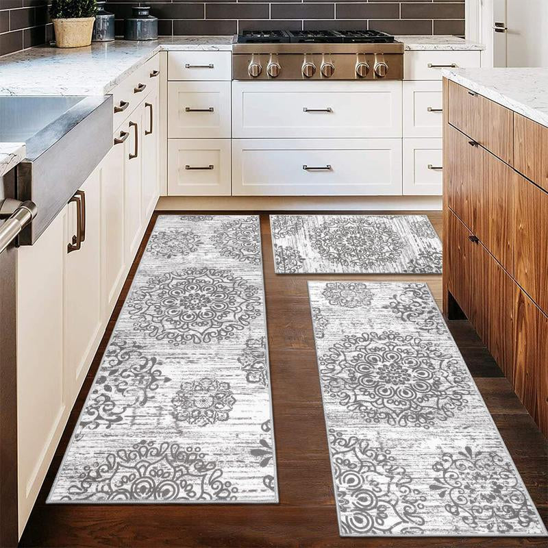 [Fallfreshness] HEBE Washable Farmhouse Kitchen Rugs Sets of 3 Non Slip Washable Kitchen Rugs and Mats Boho Kitchen Mats for Floor Kitchen Runner Rug Kitchen Carpet Rug Runner for Hallways Kitchen Laundry