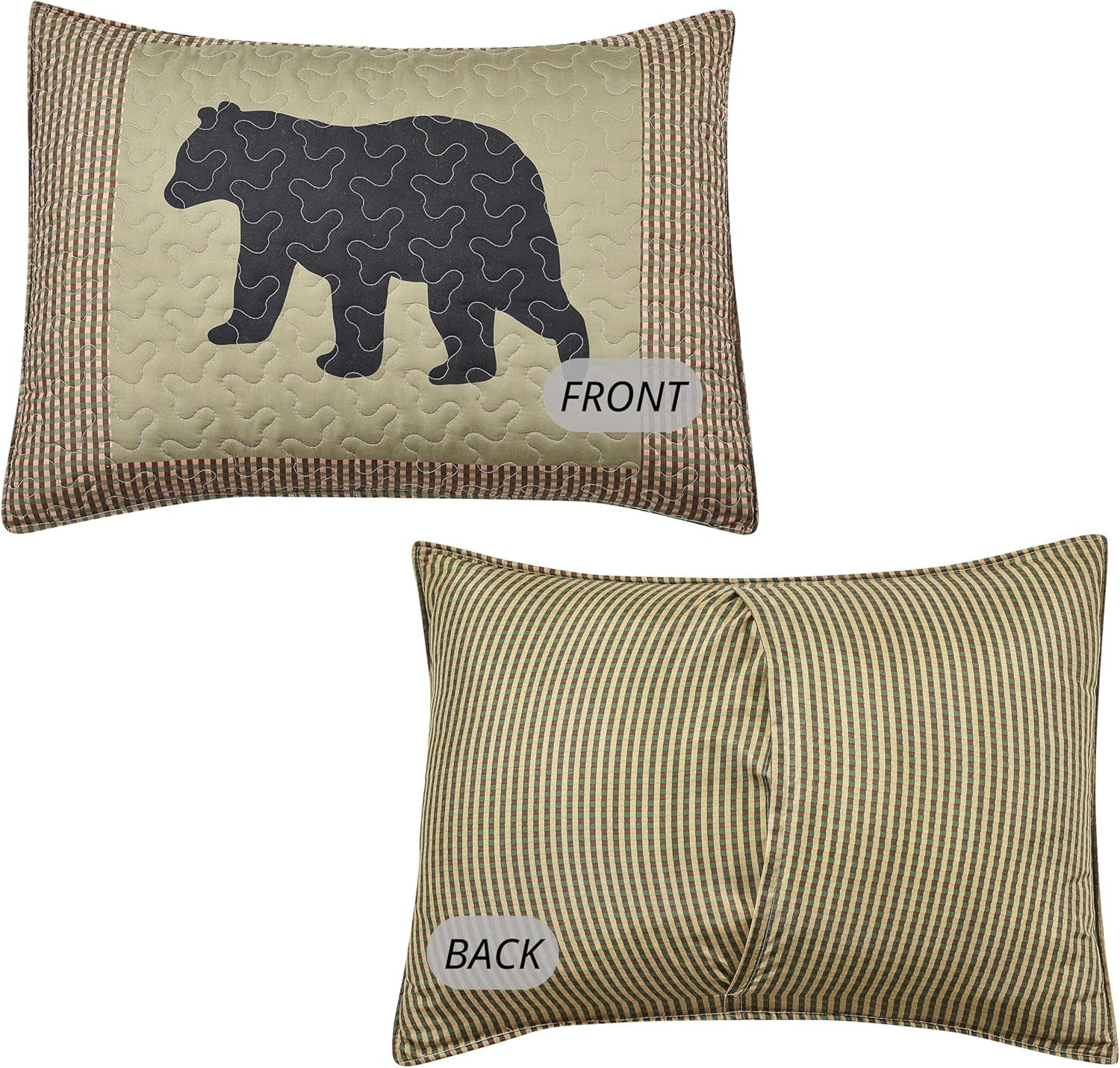 3 Piece King Cabin Quilt Bedding Set - Bear and Paw - Rustic Country Reversible Patchwork Comforter Set with Decorative Pillow Shams