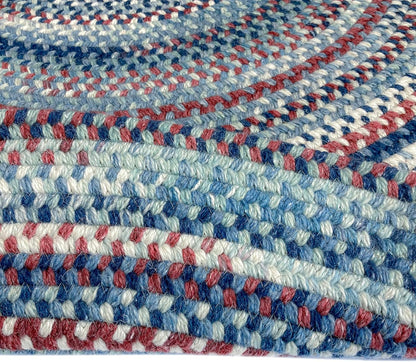 American Heritage Barn Blue 3' 0" X 5' 0" Oval Braided Rug