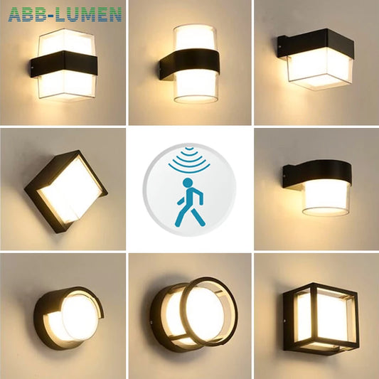 LED Outdoor Waterproof Wall Lamp Radar Motion Sensor Outdoor Wall Light Porch Light Led Light Outdoor Garden Outdoor Lighting