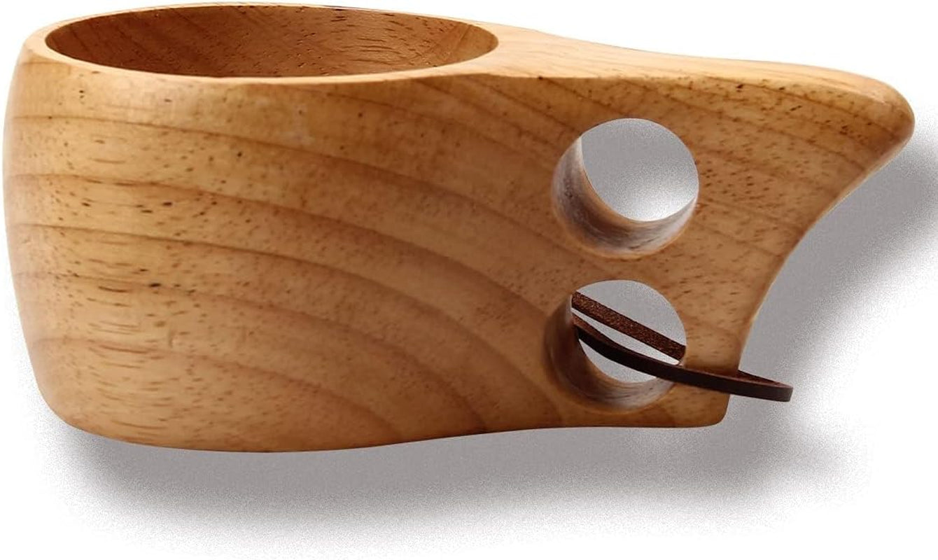 Mochiglory Wooden Mug Nordic Style Handmade Natural, Portable Wooden Drinking Cup for Coffee, Tea and Milk