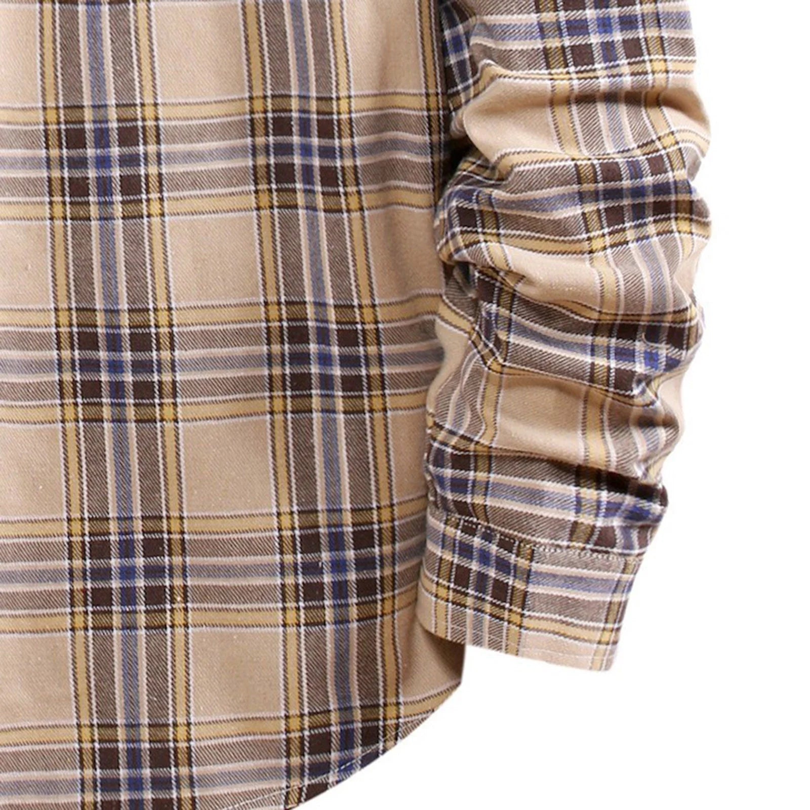 Men'S Flannel Plaid Hooded Shirts Casual Long Sleeve Button down Regular Fit Hooded Shirt Lightweight Thin Jackets Khaki#06 M