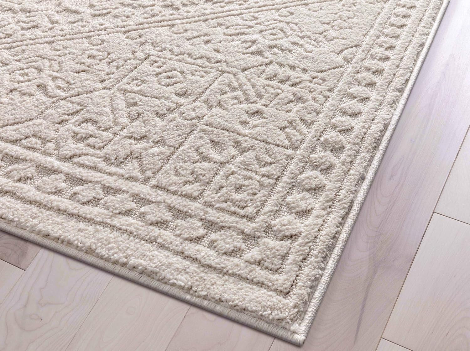 Harlow Collection Cloud Medallion Ivory - Modern Tribal Minimalist 8X10 Area Rug - Ideal for Living Room, Dining Room & Bedroom - Durable, Stain Resistant & Easy to Clean