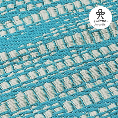 Outdoor Rug - Waterproof, Fade Resistant, Crease-Free - Premium Recycled Plastic - Distressed Abstract - Porch, Deck, Balcony, Mudroom, Laundry Room, Patio - Brooklyn - Teal - 3 X 5 Ft