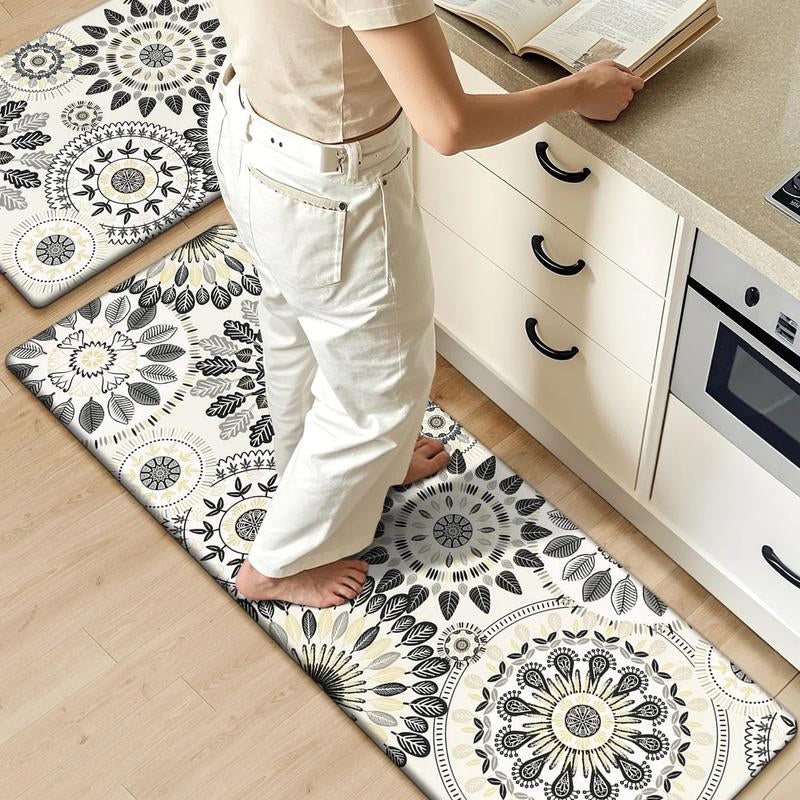 [Fallfreshness] HEBE anti Fatigue Kitchen Rug Sets 2 Piece Non Slip Kitchen Mats for Floor Cushioned Kitchen Rugs and Mats Waterproof Comfort Standing Mat Runner for Kitchen, Home Office, Sink, Laundry