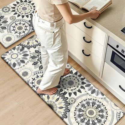 [Fallfreshness] HEBE anti Fatigue Kitchen Rug Sets 2 Piece Non Slip Kitchen Mats for Floor Cushioned Kitchen Rugs and Mats Waterproof Comfort Standing Mat Runner for Kitchen, Home Office, Sink, Laundry