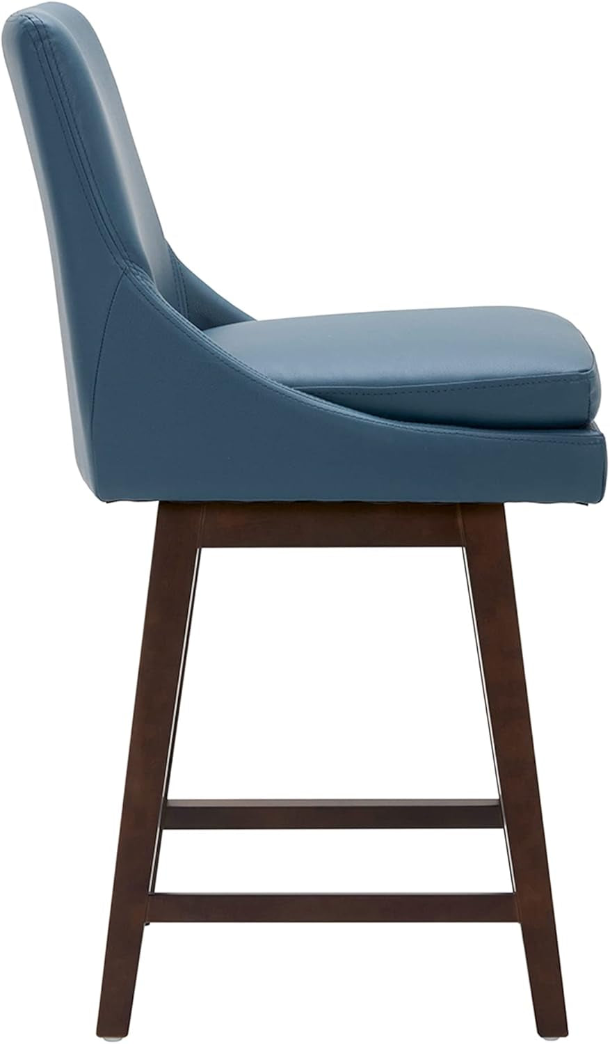 Counter Height Swivel Barstool, FSC Certified Upholstered Bar Stool, 26.8" H Seat Height, PU Leather in Dark Blue