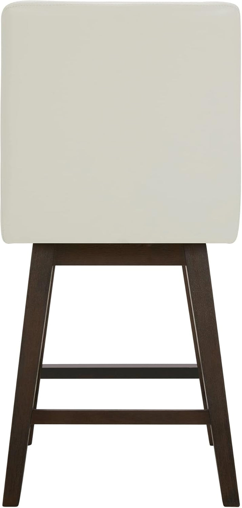 Counter Height Swivel Barstool, FSC Certified Upholstered Bar Stool, 26.8" H Seat Height, PU Leather in Pure White