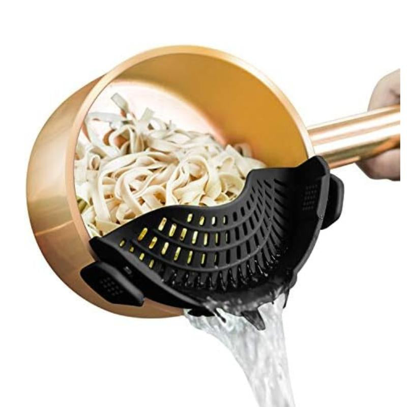 Silicone Pot Side Pasta Strainer, 1 Count Adjustable Silicone Clip on Strainer Clamp for Kitchen, Home Essentials Kitchen Accessories for Cookware, Kitchen Gadgets, Kitchen Tools, Dorm Essentials, Boyfriend Gift, Kitchen Tool #Floodwatchusa