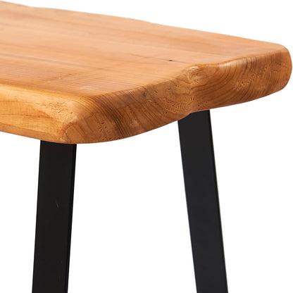 Cedar Roots Stool with Flat Iron Leg Wood Bench 27.5" X 14" X 17.4" H Home Decor Wood Side Table Plant Stand Home Décor End Table