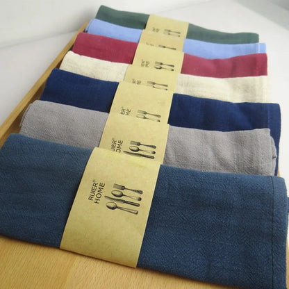 Nordic Cotton Linen Tea Napkin, Table Handkerchief, Cloth for Dinner Party, Restaurant Bowl, Teapot Cleaning Towel