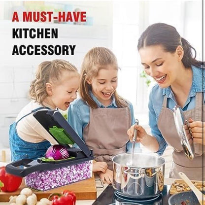 Vegetable Chopper-Multifunctional Food Chopper Veggie Chopper Dicer, Replaceable Blade Onion Chopper and Dicer, Vegetable Cutter with Vegetable Slicer (Grey) Kitchen Stylish Utensils