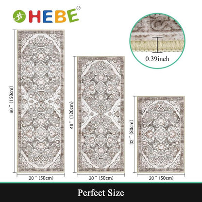 [Fallfreshness] HEBE Washable Farmhouse Kitchen Rugs Sets of 3 Non Slip Kitchen Rugs and Mats Boho Kitchen Mats for Floor Kitchen Runner Rug Kitchen Carpet Rug Runner for Hallways Kitchen Laundry