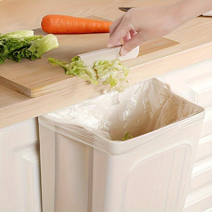 Foldable Kitchen Trash Can, 1 Count Hanging Garbage Storage Bucket, Kitchen Bin, Space-Saving Kitchen Accessory for Home, Kitchen Waste
