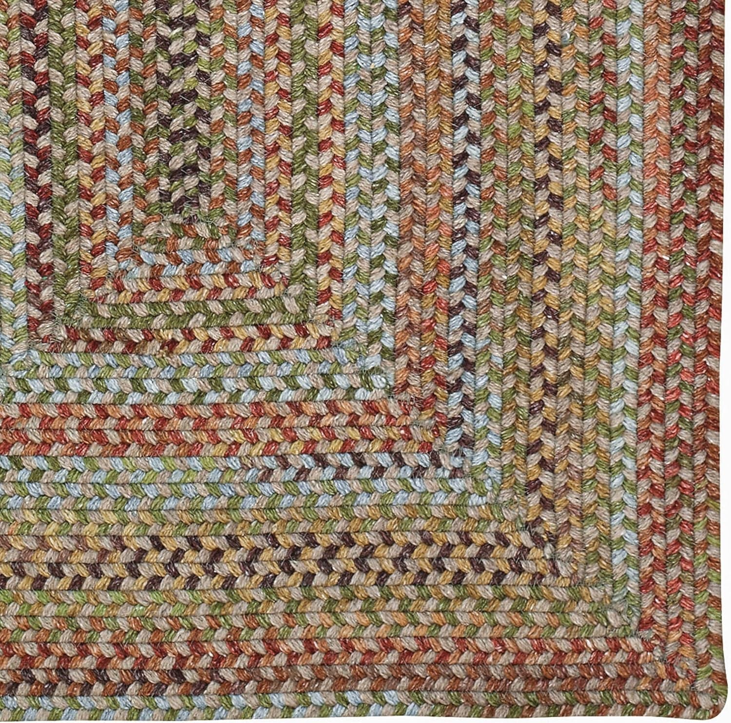 American Heritage Olive Tan 5' 0" X 8' 0" Concentric Rectangle Braided Rug