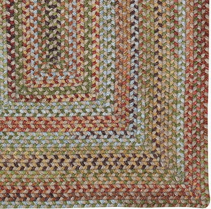 American Heritage Olive Tan 5' 0" X 8' 0" Concentric Rectangle Braided Rug
