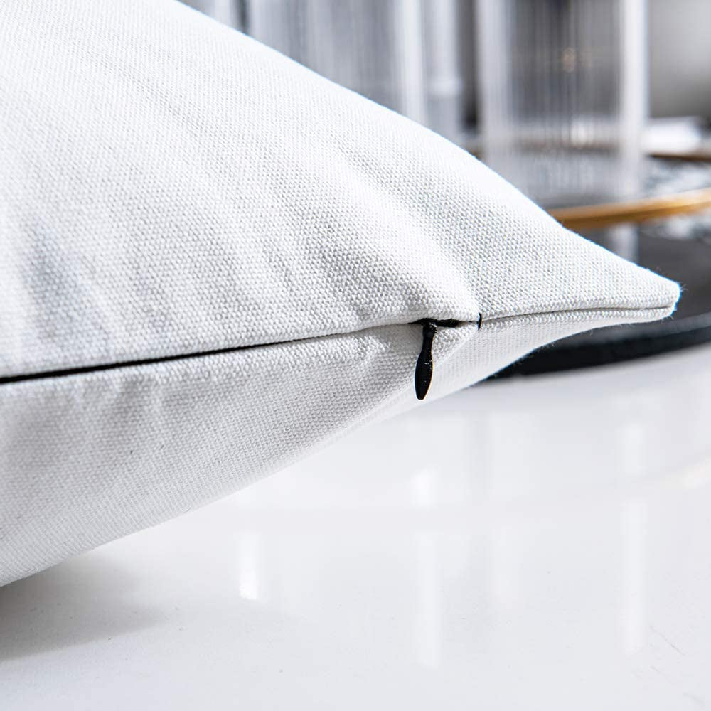 Faux Leather with 100% Cotton Decorative Throw Pillow Covers for Couch Bed Sofa, Set of 2 18 X 18 Inch Modern Home Decor Accent Square Bedroom Living Room Cushion Cases Cognac, Black and White