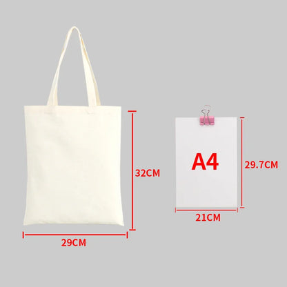 Large Capacity Canvas Shopping Bags DIY Painting Pattern Handbag Folding Eco-Friendly Cotton Tote Bags