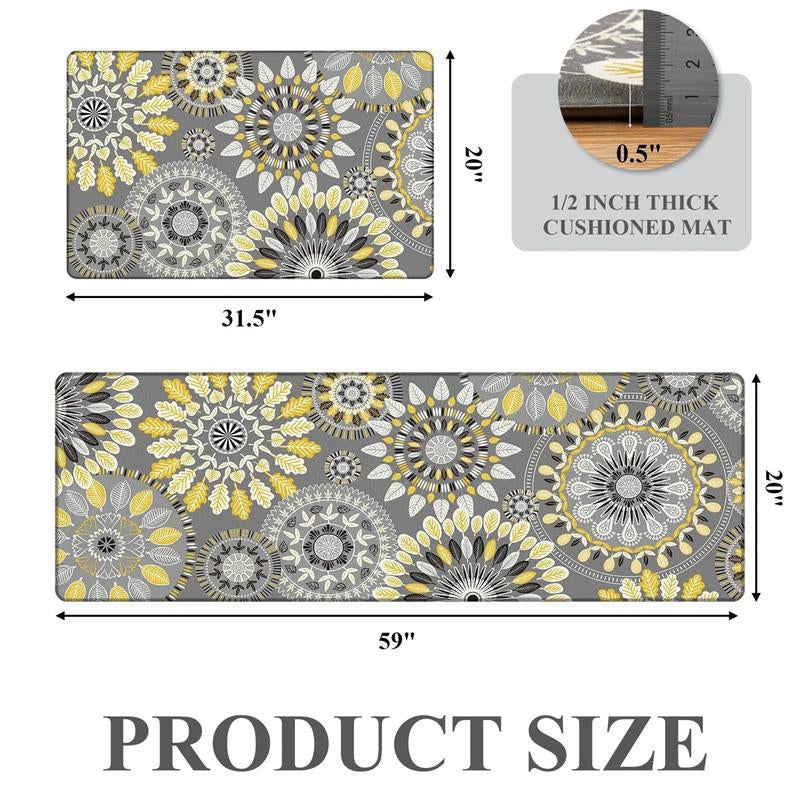[Fallfreshness] HEBE anti Fatigue Kitchen Rug Sets 2 Piece Non Slip Kitchen Mats for Floor Cushioned Kitchen Rugs and Mats Waterproof Comfort Standing Mat Runner for Kitchen, Home Office, Sink, Laundry