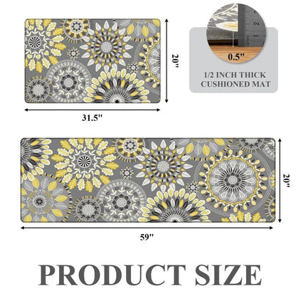 [Fallfreshness] HEBE anti Fatigue Kitchen Rug Sets 2 Piece Non Slip Kitchen Mats for Floor Cushioned Kitchen Rugs and Mats Waterproof Comfort Standing Mat Runner for Kitchen, Home Office, Sink, Laundry