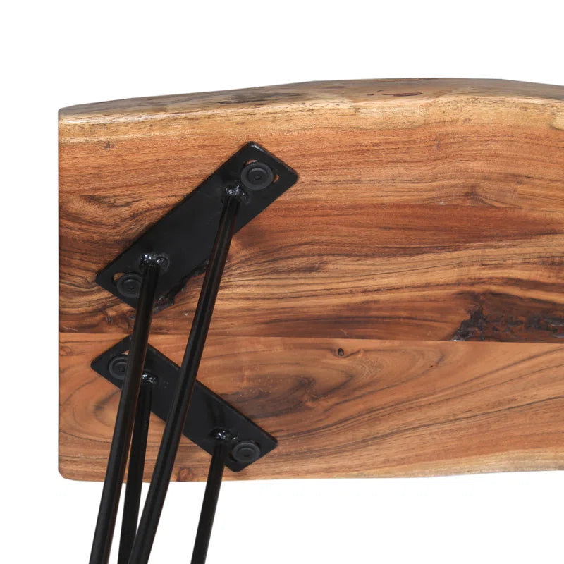 Lareese Alaterre Furniture Live Edge Wood Bench - Natural Acacia Wood Top with Metal Hairpin Legs