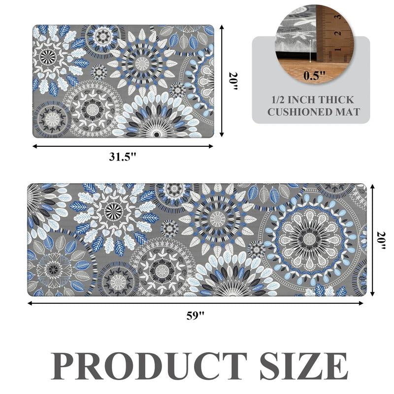 [Fallfreshness] HEBE anti Fatigue Kitchen Rug Sets 2 Piece Non Slip Kitchen Mats for Floor Cushioned Kitchen Rugs and Mats Waterproof Comfort Standing Mat Runner for Kitchen, Home Office, Sink, Laundry