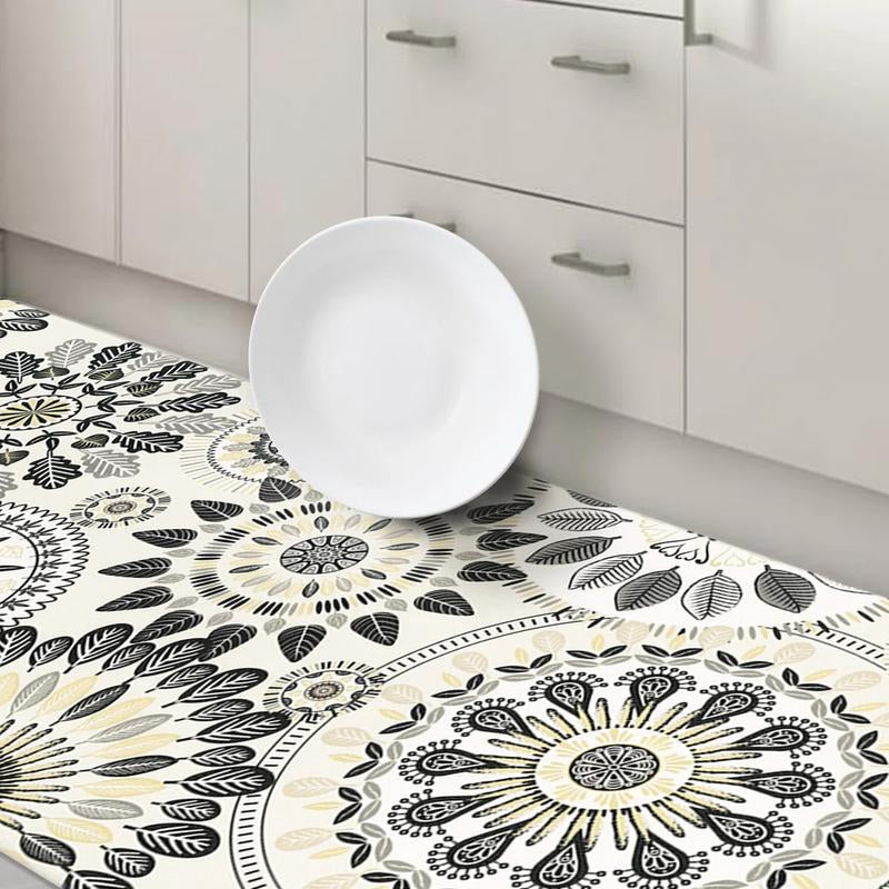 [Fallfreshness] HEBE anti Fatigue Kitchen Rug Sets 2 Piece Non Slip Kitchen Mats for Floor Cushioned Kitchen Rugs and Mats Waterproof Comfort Standing Mat Runner for Kitchen, Home Office, Sink, Laundry